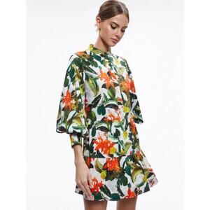 Alice + Olivia Cailin Tropical Mini Dress XL Sunrise Hawaiian Floral Midi $440